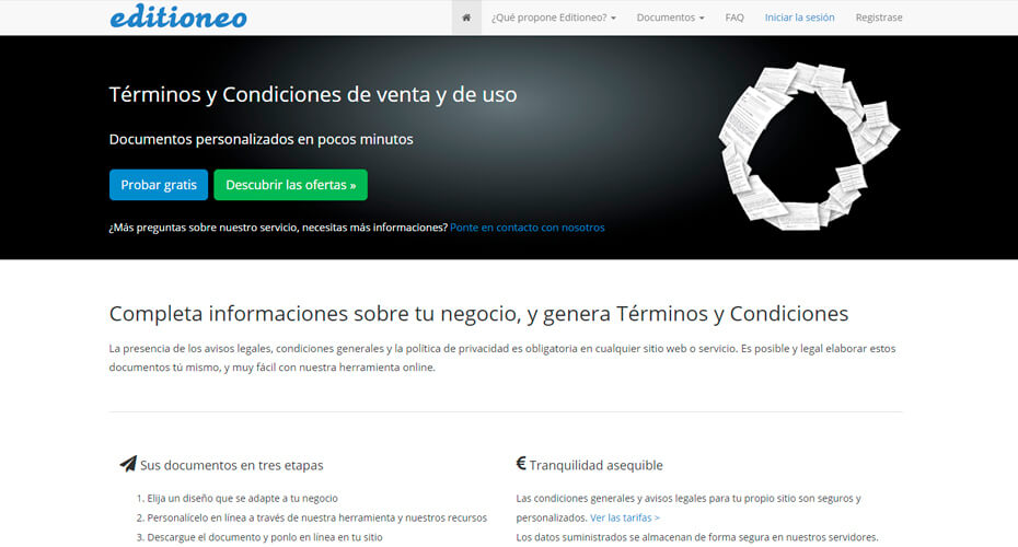 Documentos personalizados terminos venta online