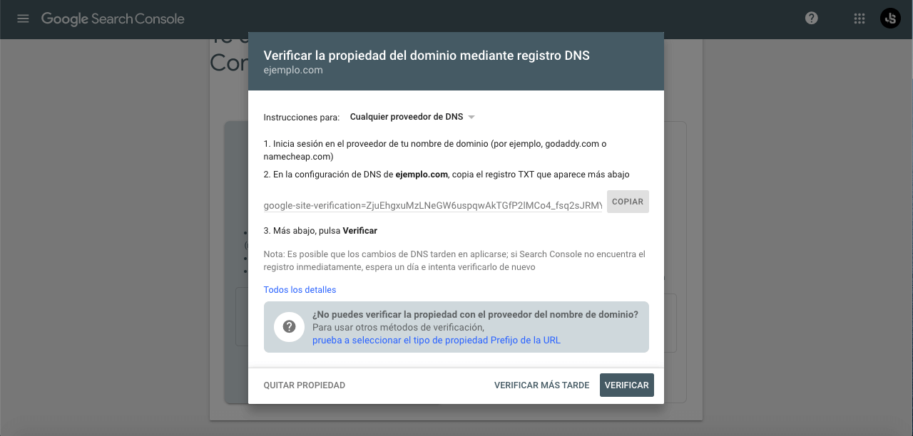 Verificar google Search Console