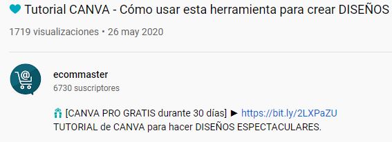 Descripcion en Youtube